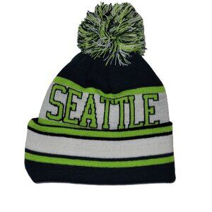 Seattle Seahawk Knit Pom Beanie Hat One Size